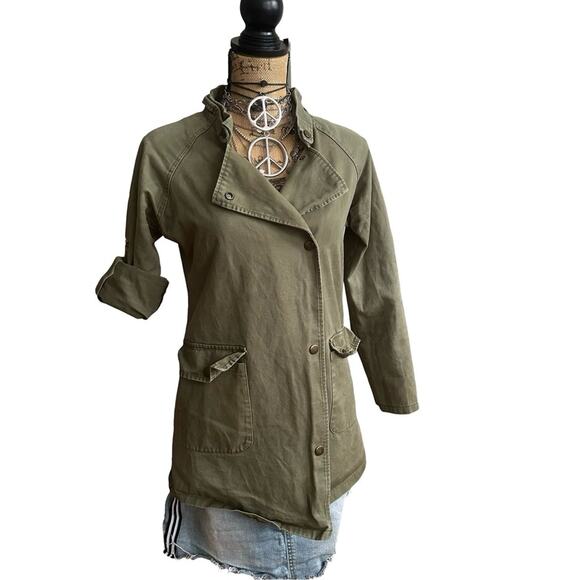 Green Military double breast grunge jacket - SIZE SMALL - UNISEX - Picture 1 of 10